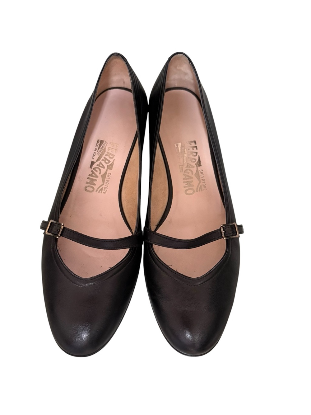 Salvatore Ferragamo Audrey Black Leather Mary Jane Ballet Flats Size 7